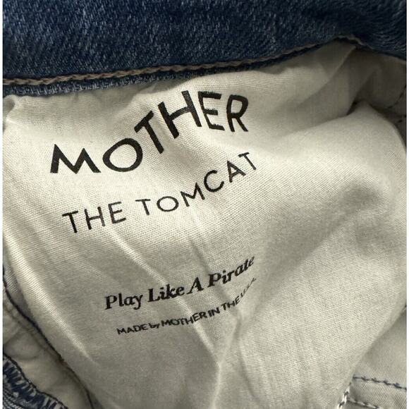 Mother Tomcat Distressed Cropped Jeans Sz 27 Button Fly Play Like a Pirate Wash - Picture 6 of 9